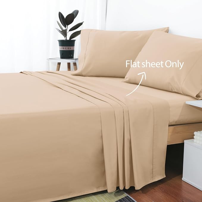 Cotton Twin Flat Sheet Only, 600 Thread Count 100% Egyptian Cotton Top Sheet - Image 2