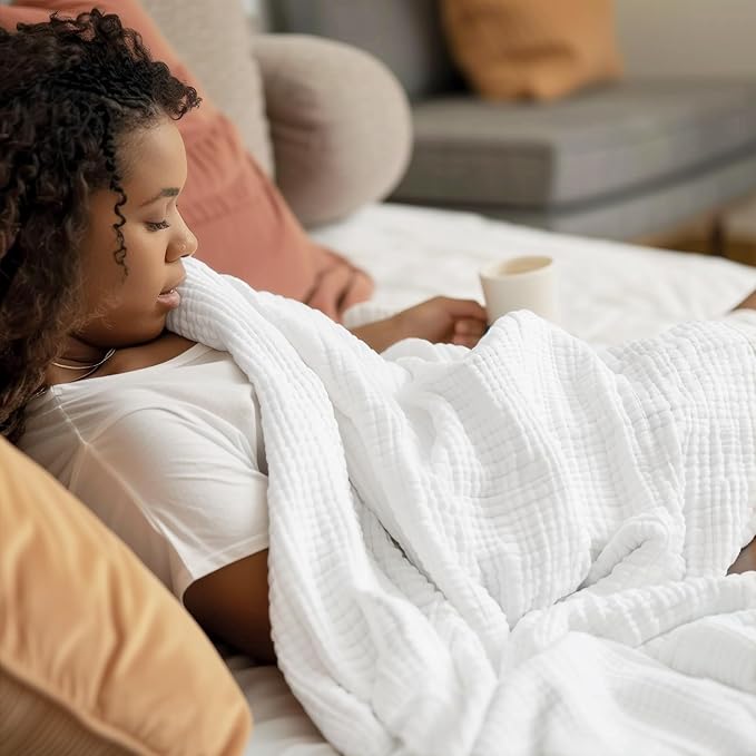 100% Cotton Muslin Blanket 40" x 40", Breathable and Lightweight Cotton Throw - Image 5