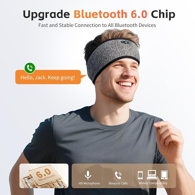 Sleep Headphones Bluetooth 6.0 Headband, 20H Playtime Headband Headphones - Image 3