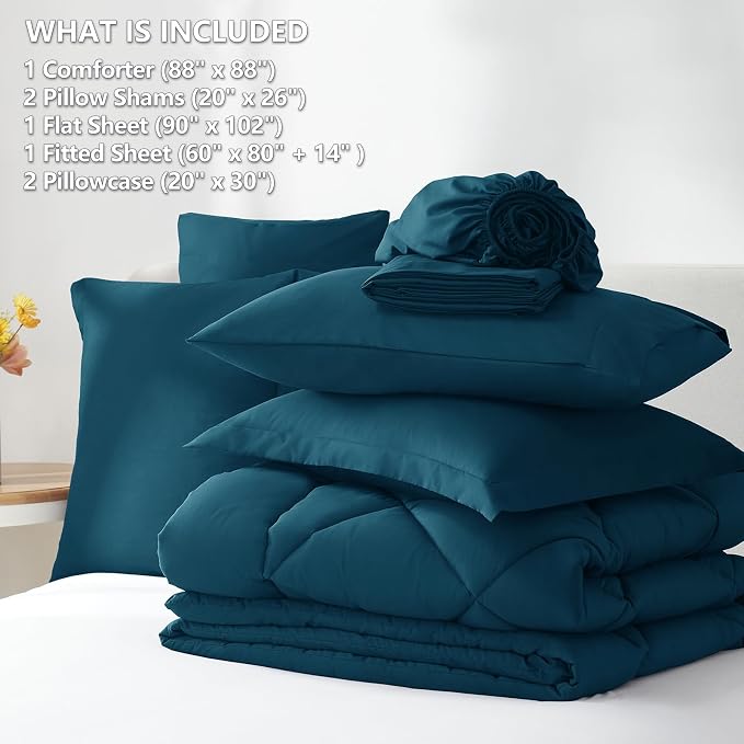 CozyLux Queen Comforter Set Lyons Blue - Image 6