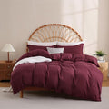 JSD Burgundy Duvet Cover Set King Size, 3 Piece Duvet Cover by JSD
