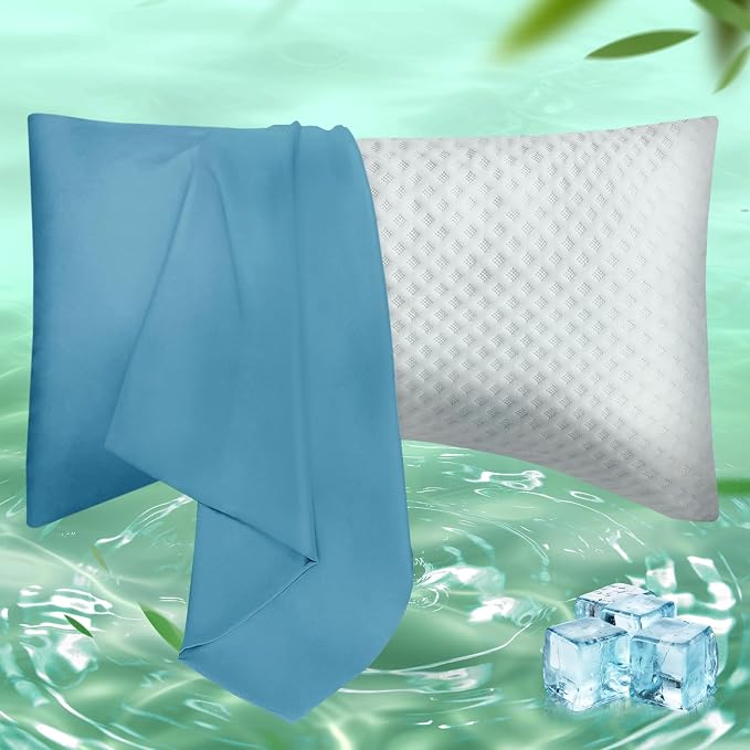 Curved Pillow Case Queen Size, Side Sleeper Pillow Cases Cover Cooling Rayon by JamRest