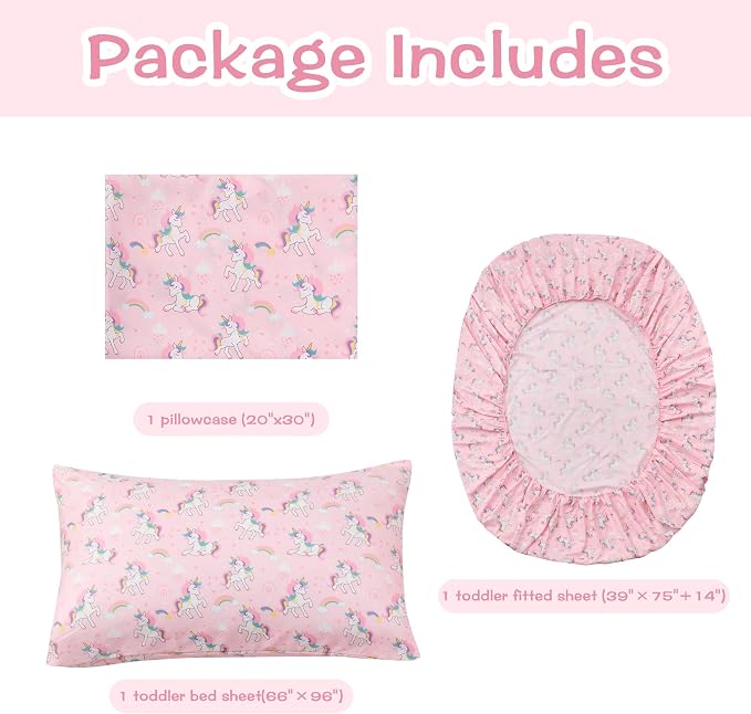 lasoftan Kids Sheet Set Twin Size 3 Pcs, Girls Sheet Set - Image 4
