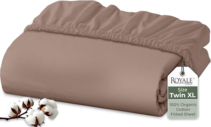 Royale Linens 100% Organic Cotton Fitted Sheet by ROYALELINENS