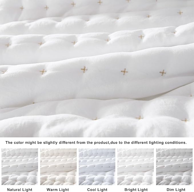 WDCOZY White Twin Size Quilt Bedding Sets - Image 2