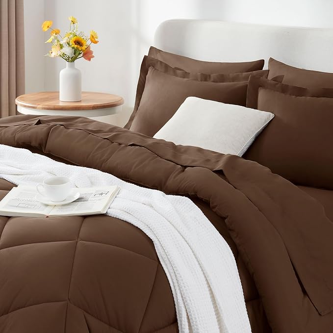 CozyLux Full Size Comforter Sets Brown - Image 9