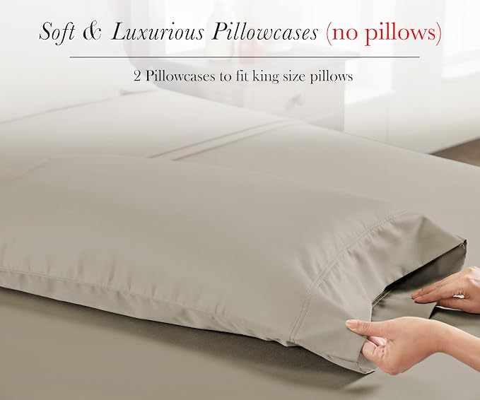 California Design Den 100% Egyptian Cotton King Size Pillow Cases Set of 2 - Image 4
