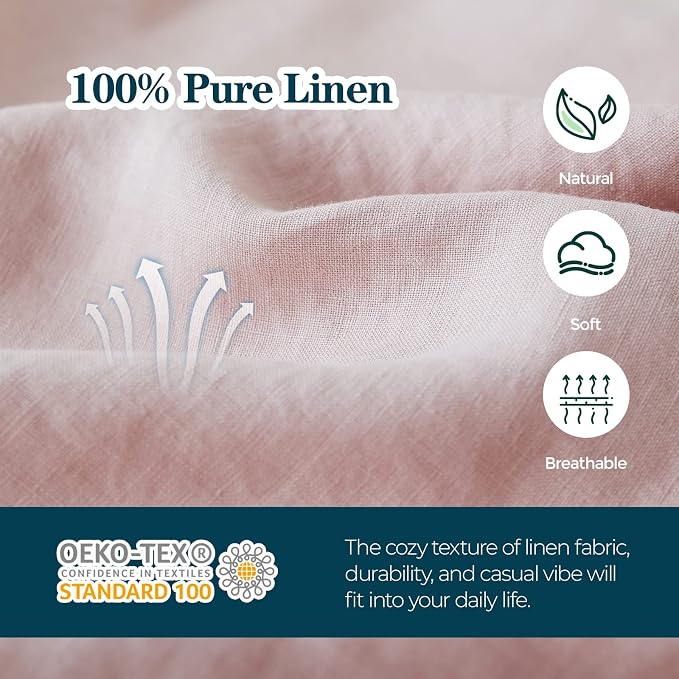 Simple&Opulence Body Pillow Cover 20" x 54", 100% Pure Linen, Ultra Soft and - Image 3