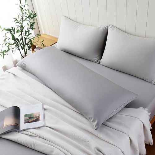 1 Pack Body Size Bamboo Viscose Zippered Pillow Case, 400 Thread Count Cooling - Image 2