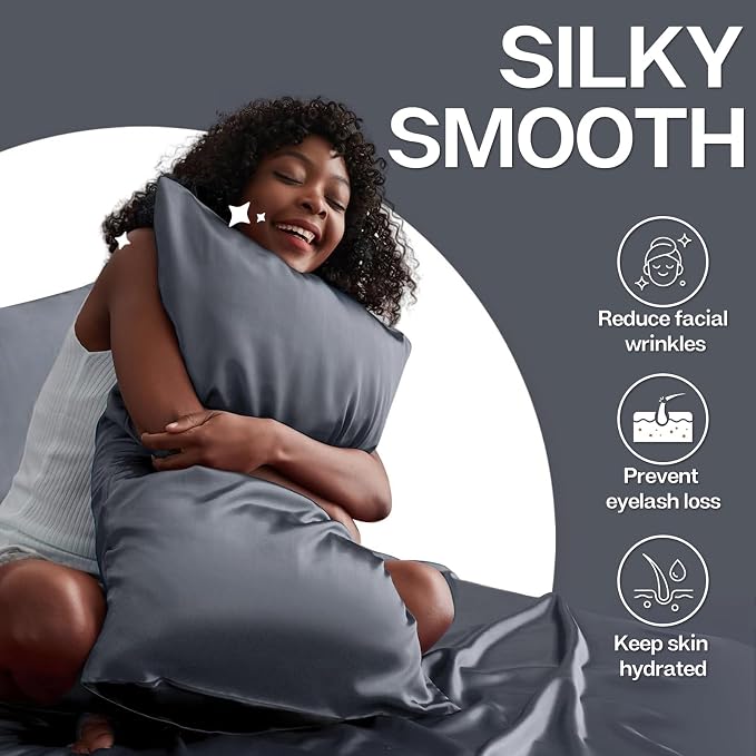 MR&HM Satin Pillowcase for Hair and Skin, Silk Satin Pillowcase 2 Pack - Image 4