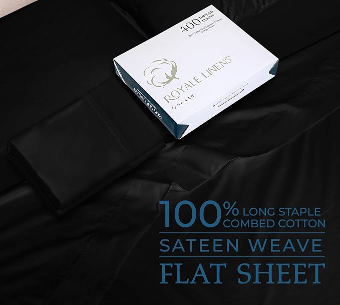 Royale Linen 400 Thread Count 100% American Grown Cotton Flat Sheet - Image 2