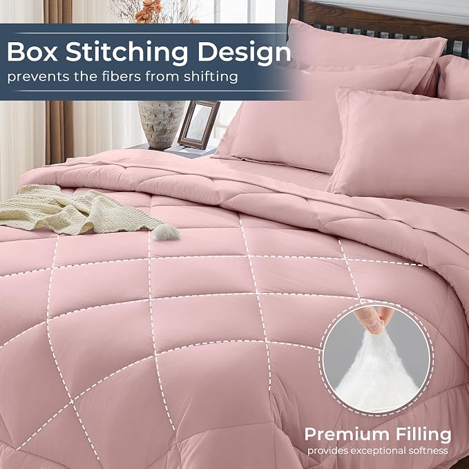 HEVUMYI Dusty Pink Cali-King Comforter Set - Image 4