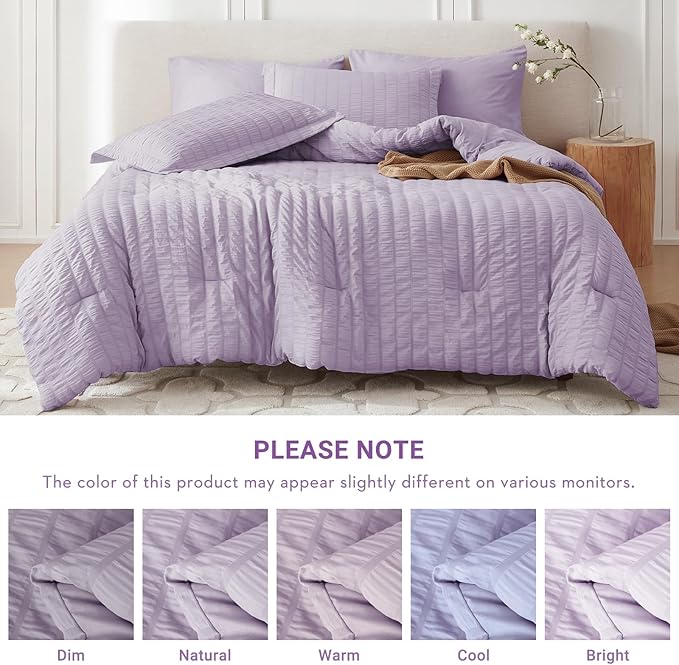 MUXHOMO 5 Pieces Twin Comforter Set, Seersucker Bed in a Bag Twin Size - Image 5