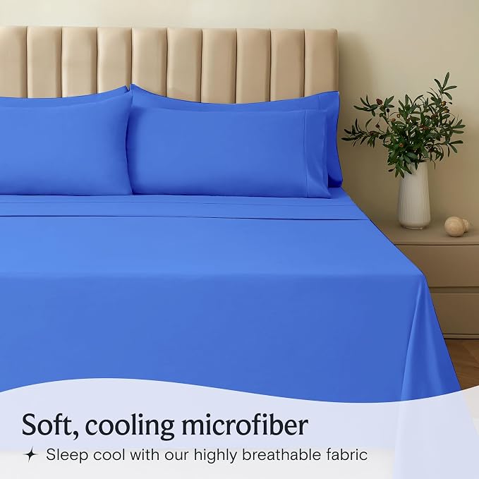 LuxClub 3 PC Twin Sheet Set, Deep Pockets Wrinkle Free Cooling Bed Sheets Hotel - Image 3