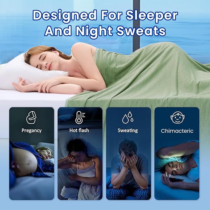 Topcee Cooling Blanket for Night Sweats Absorbs Heat to Keep Adults Cool on - Image 4