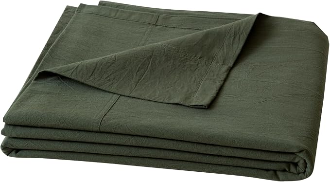 BESTOUCH Flat Sheet Only 100% Washed Cotton Linen Feel Wrinkle-Free, by BESTOUCH