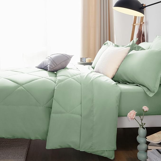 CozyLux Full Size Comforter Sets Sage Green - Image 9