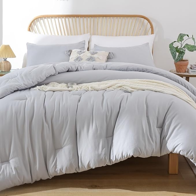 ROSGONIA Oversized King Comforter Light Gray, Soft Lightweight Oversized King by ROSGONIA