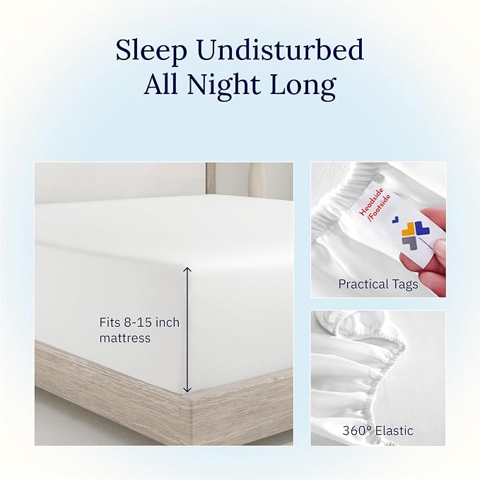California Design Den Antique White Twin XL Fitted Sheet, Soft 400 Thread Count - Image 7