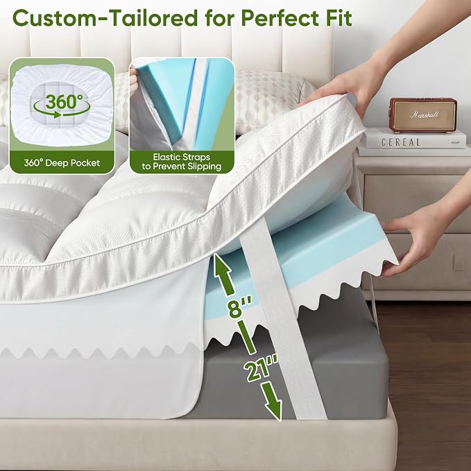 5 Inch Twin XL Mattress Topper, Memory Foam Mattress Toppers-2.5" Cooling Gel - Image 6