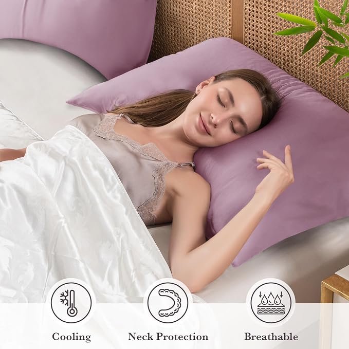 Curved Pillow Case Queen Size, Side Sleeper Pillow Cases Cover Cooling Rayon - Image 3