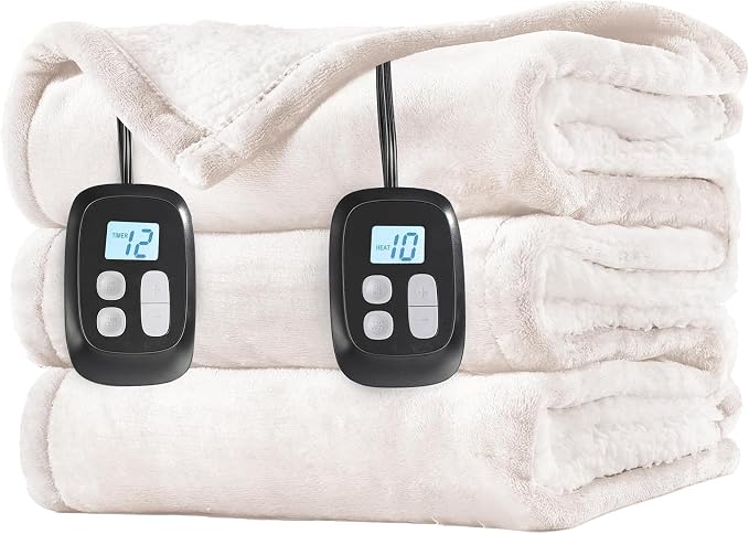 LaffyLo Electric Heated Blanket King Size 90 x 100, Dual Control, Fast Heating by LAFFYLO