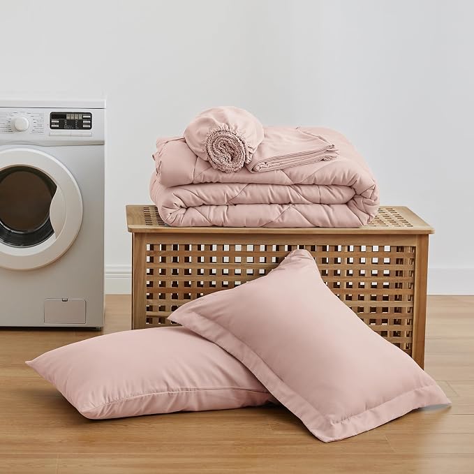 Love's cabin Twin XL Bedding Set, 5 Pieces Pink All Season - Image 6