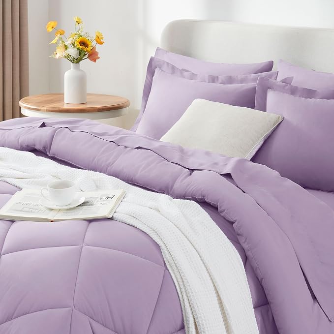 CozyLux Queen Comforter Set Light Purple - Image 9