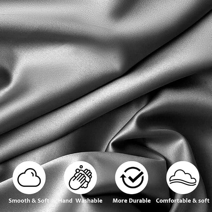 AUAUY 2 Pack Satin Silk Pillowcase, 19.69x29.53in Silk Pillowcases - Image 3