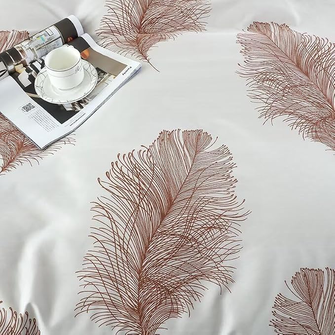 OAITE Duvet Cover King Size, Reversible Leaf Brown Duvet Cover Set - Image 6