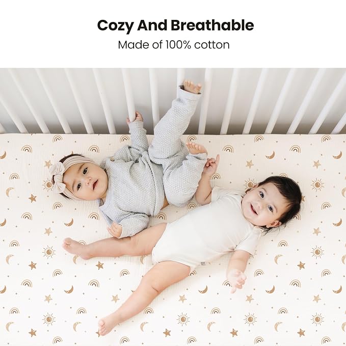 Konssy Muslin Crib Sheets for Girl Boy - Image 2