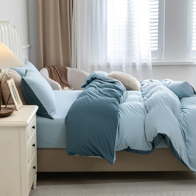 PURE ERA Jersey Knit Duvet Cover Set 100% T-Shirt Cotton Super Soft Comfy 3pc - Image 6