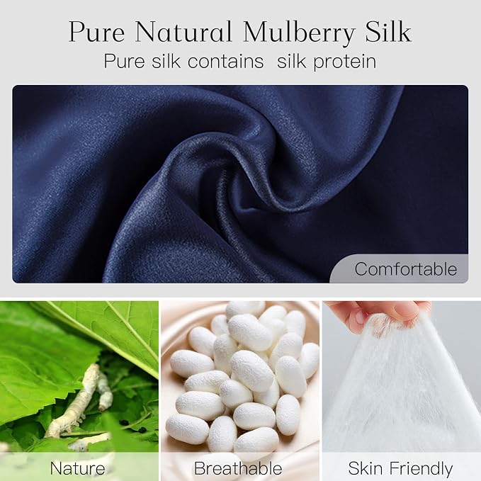 100% Natural Silk Eye Mask for Women Men, Soft Pressureless Cooling Blackout - Image 4