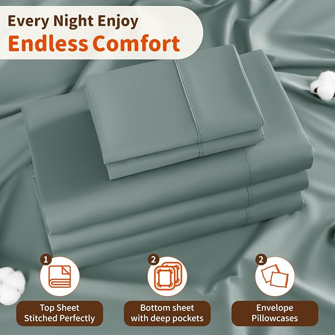 LBRO2M Split King Sheet Sets for Adjustable Bed 1000 Thread Count 100% Egyptian - Image 5
