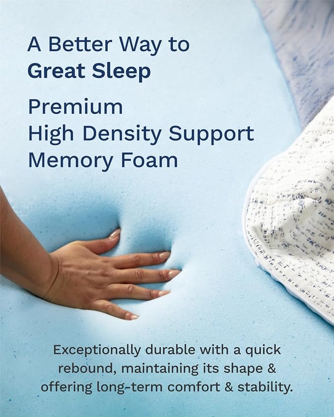 ViscoSoft 2 Inch Memory Foam Mattress Topper Short Queen - Image 3