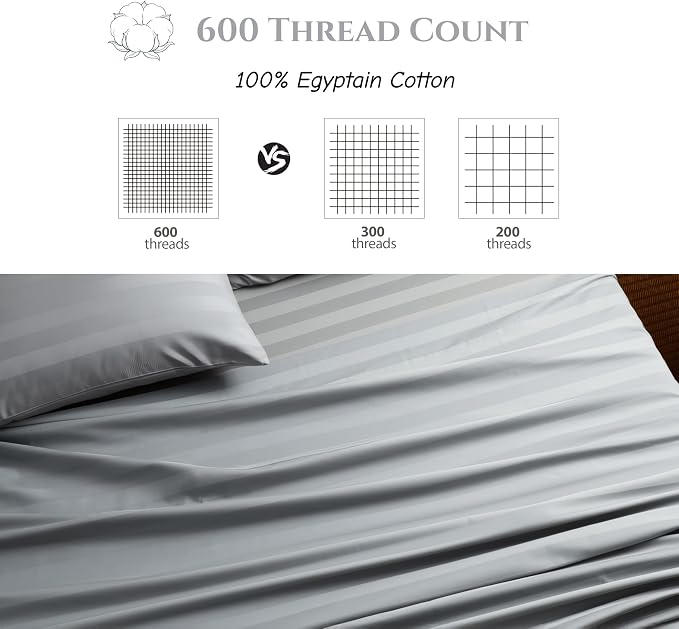 Cotton Flat Sheets Only, 600 TC 100% Cotton Flat Sheet Top Sheet Only, Full - Image 3