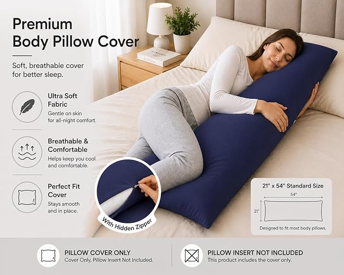 EVOLIVE Ultra Soft Body Pillow Cover 21"x54", Cozy Microfiber Pillowcase - Image 3