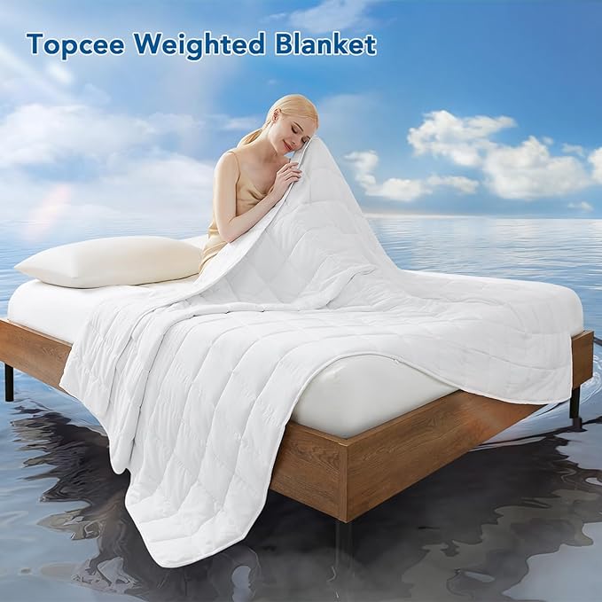 Topcee Weighted Blanket Soft Cooling Heavy Blanket Sleeping, Apply to 240-260 - Image 2