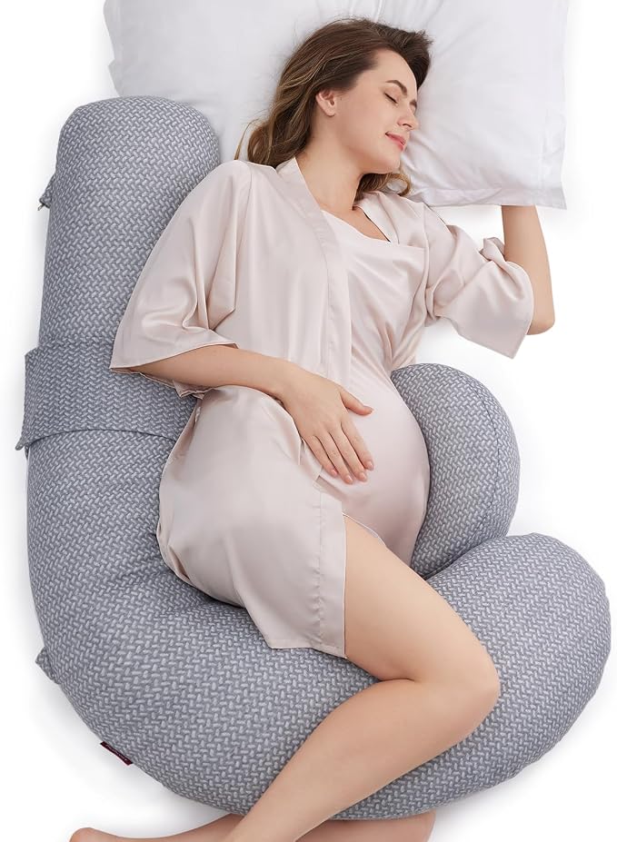Momcozy Pregnancy Pillow, Original F Shaped Maternity Pillow by Momcozy