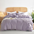 Wake In Cloud - Cotton Duvet Cover Set, Full Size, Light Purple, 100% Washed by WakeInCloud