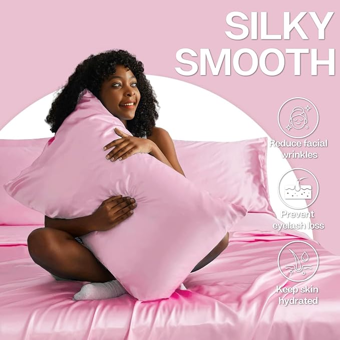 MR&HM Satin Pillowcase for Hair and Skin, Silk Satin Pillowcase 2 Pack - Image 4