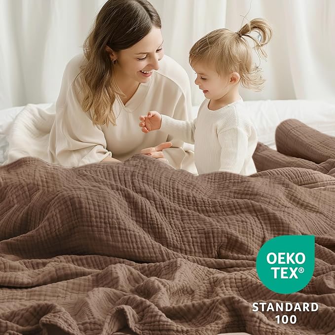 100% Cotton Muslin Blanket 40" x 40", Breathable and Lightweight Cotton Throw - Image 5