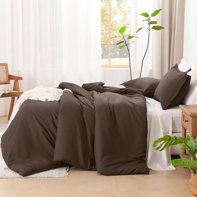 Litanika Chocolate Comforter Set Twin/Twin XL Size, 2 Pieces Solid Bedding - Image 5