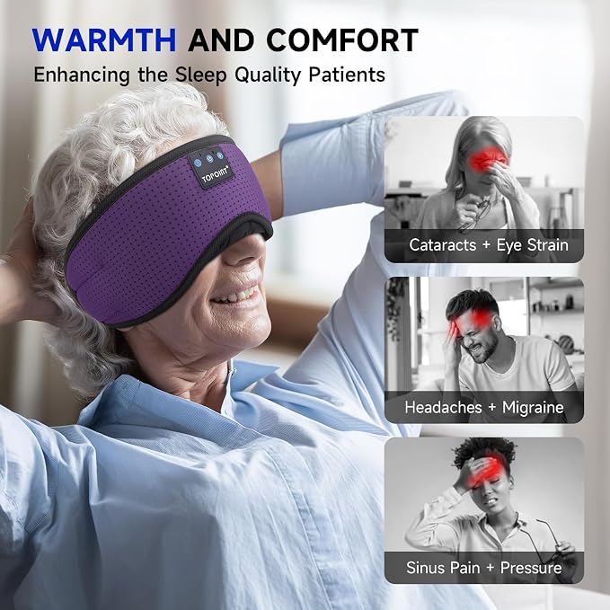TOPOINT Sleep Mask Headphones Bluetooth Wireless 5.4, Breathable Cotton Eye Mask - Image 7