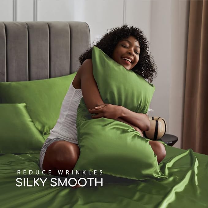 MR&HM Satin Bed Sheets, Twin XL Size Sheets Set - Image 3