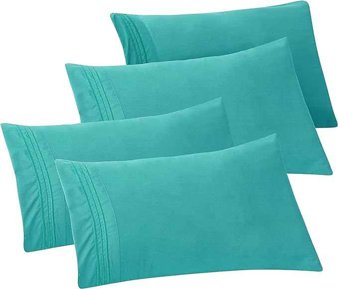 Elegant Comfort 4-PACK Solid Pillowcases 1500 Premium Hotel Quality Microfiber by ELEGANTCOMFORT