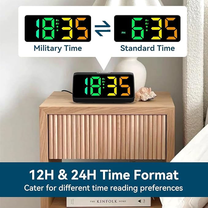 Netzu Loud Alarm Clock for Heavy Sleepers, RGB Alarm Clocks for Bedrooms - Image 7