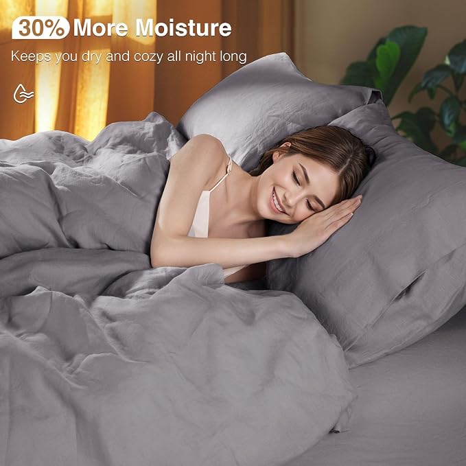 SONORO KATE 100% French Linen Duvet Cover Full Size, Soft Breathable - Image 3