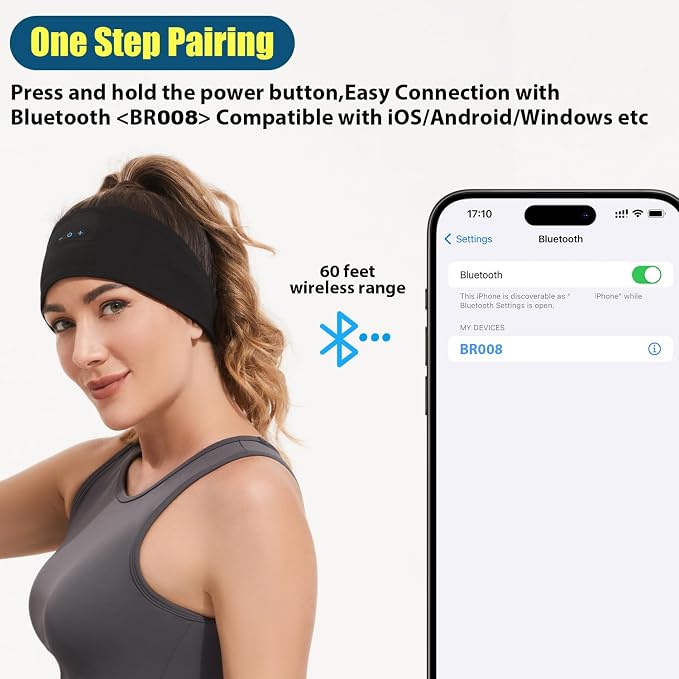 BORAYDA 2-Pack Bluetooth Headband, 18 Hours Play Time, HD Stereo, Built-in - Image 4