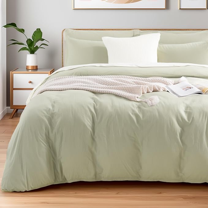 NEXHOME PRO Duvet Cover Set California King Linen Feel Textured Organic Natural by NEXHOMEPRO